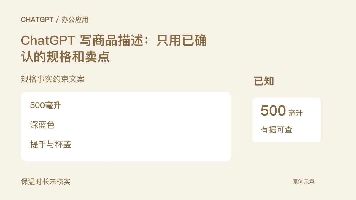 ChatGPT 写商品描述：只用已确认的规格和卖点