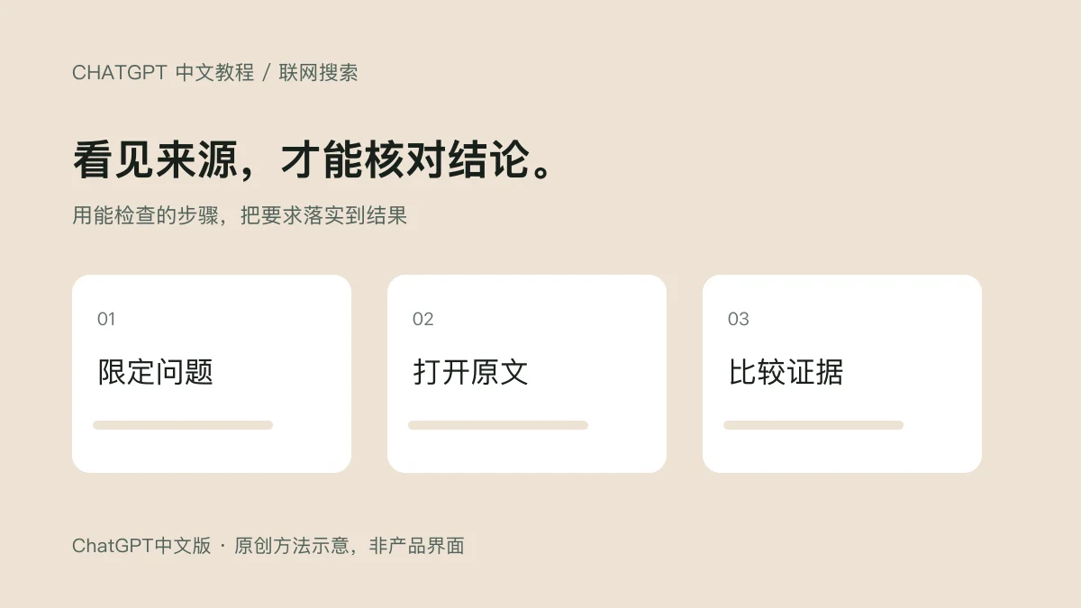 ChatGPT 联网搜索怎么核对来源？从问题范围到原文检查