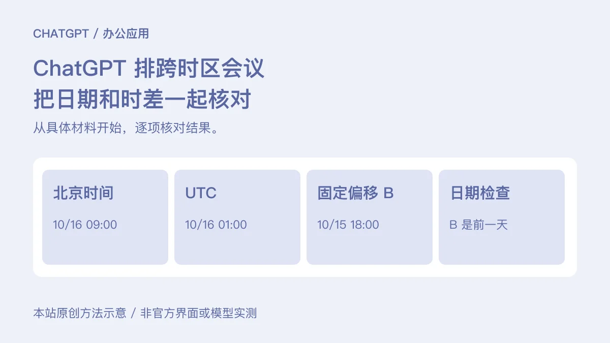 北京时间:10/16 09:00;UTC:10/16 01:00;固定偏移 B:10/15 18:00;日期检查:B 是前一天
